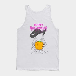 Happy Halloween witch and pumpkin - pink Tank Top